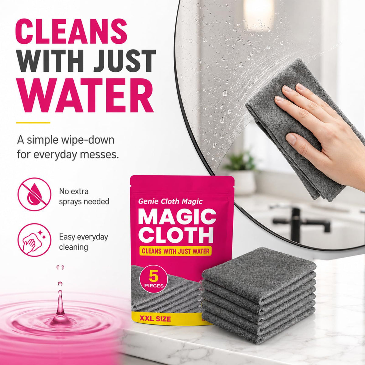 Premium Magic Microfiber Cleaning Cloth Set – 5 Pieces for Effortless Cleaning