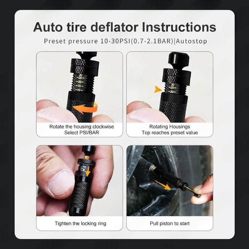 10-30 PSI Adjustable Tire Deflator Kit - Portable Tire Pressure Tool
