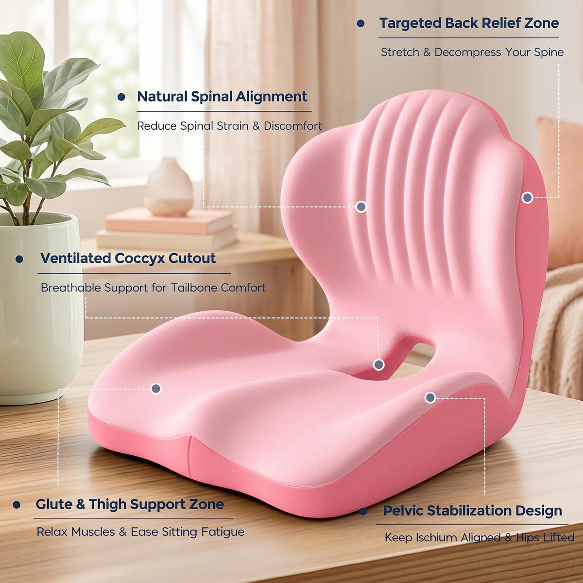 Ergonomic Memory Foam Seat Cushion with Back Support – Stay Comfortable All Day, Perfect for Office, Car & Home