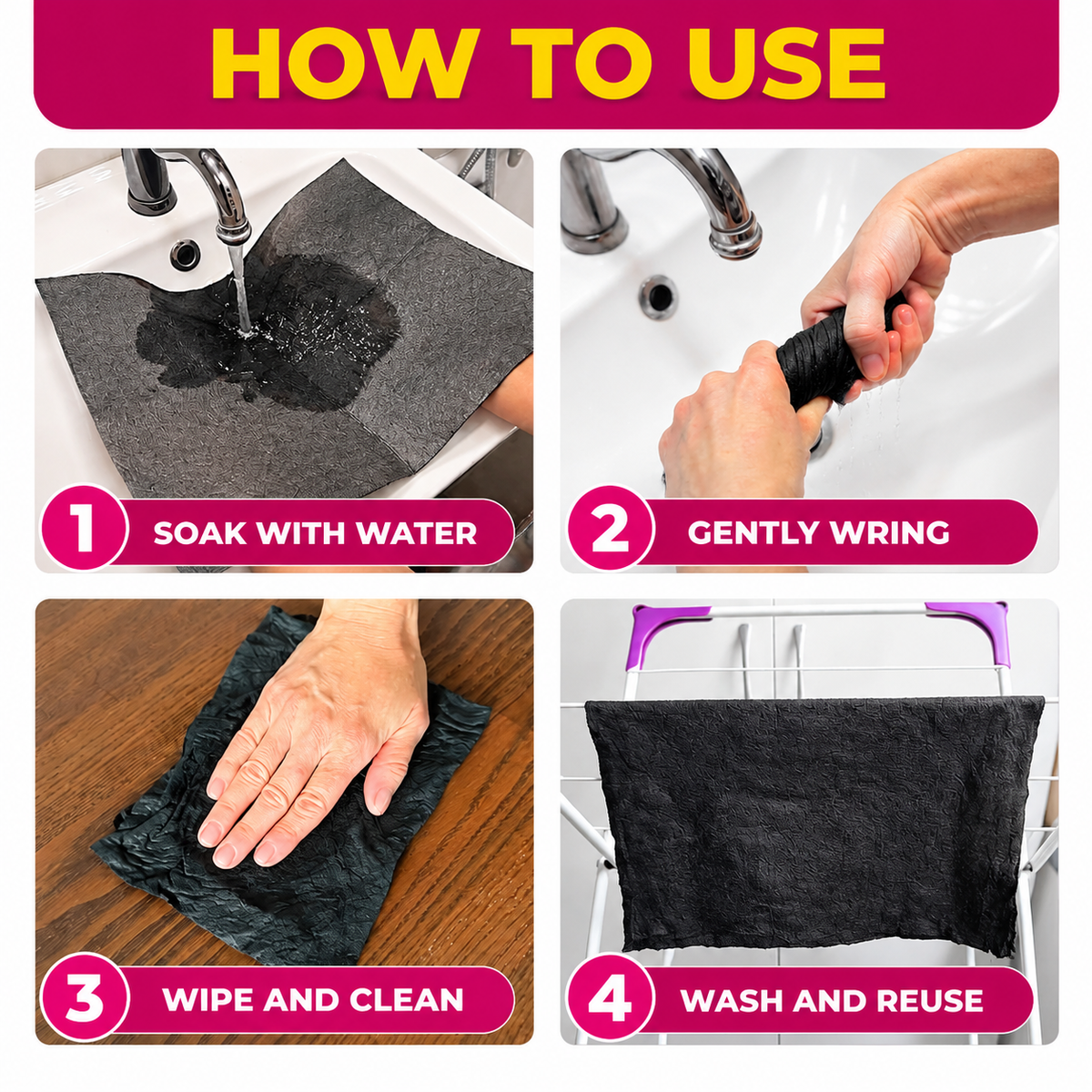 Premium Magic Microfiber Cleaning Cloth Set – 5 Pieces for Effortless Cleaning