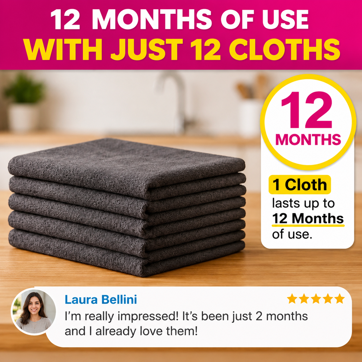 Premium Magic Microfiber Cleaning Cloth Set – 5 Pieces for Effortless Cleaning