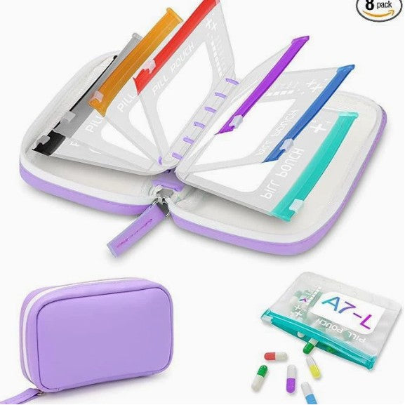 Summerfresh 50% OFF!💊14-Pouch Travel Medicine & Supplement Organiser – Removable Colour-Coded Zip Pouches with Binder Case
