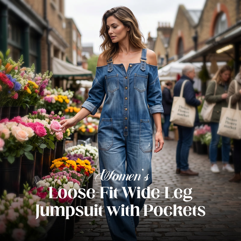 Loose Fit Wide-Leg Overall Jumpsuit with Pockets – Effortless Comfort & Style ✨