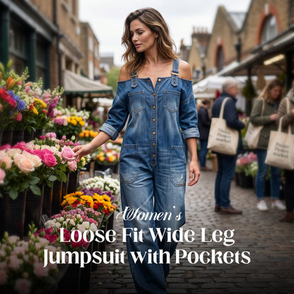 Loose Fit Wide-Leg Overall Jumpsuit with Pockets – Effortless Comfort & Style ✨