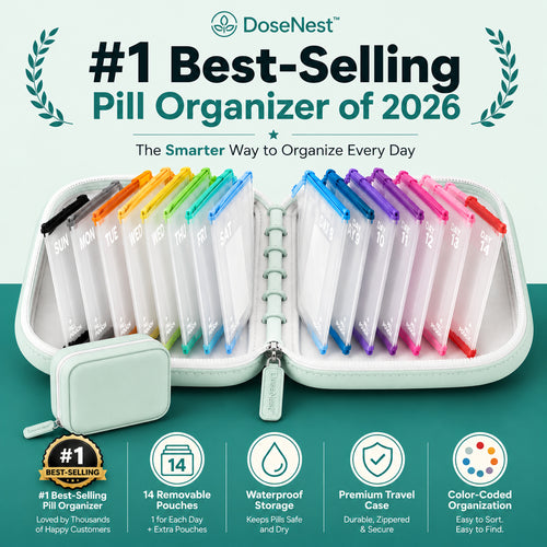 Summerfresh 50% OFF!💊14-Pouch Travel Medicine & Supplement Organiser – Removable Colour-Coded Zip Pouches with Binder Case