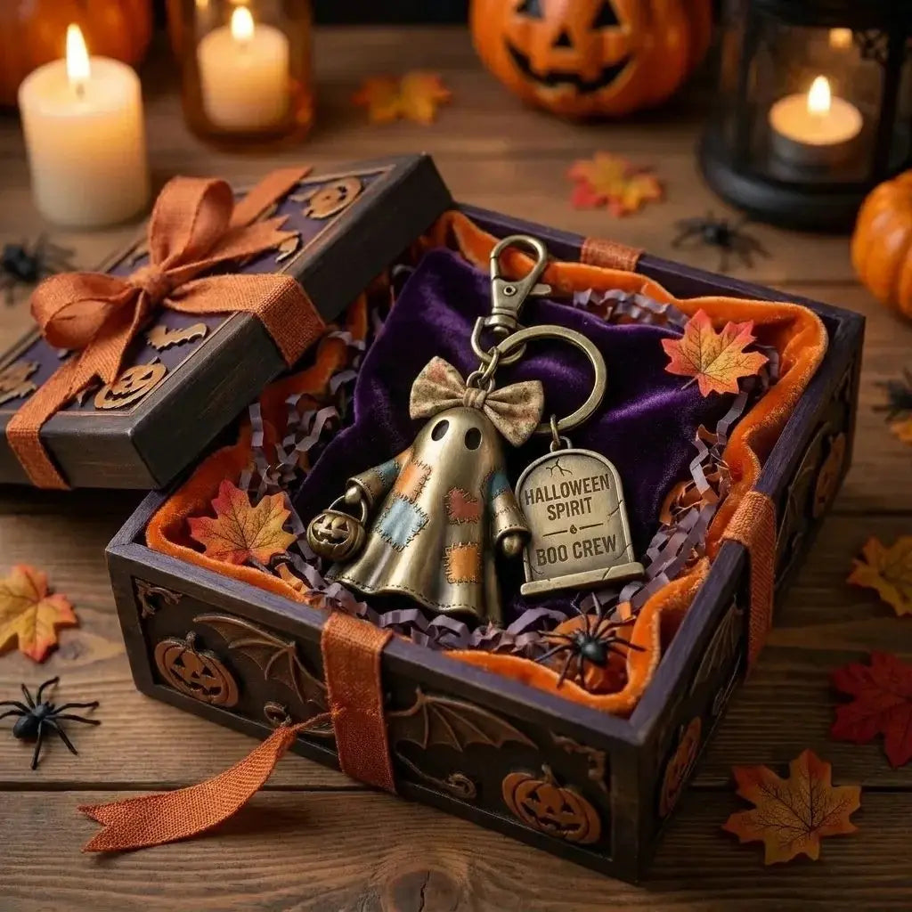 Halloween Ghost Keychain – Cute Spooky Ghost Charm for Keys, Bags & Backpacks