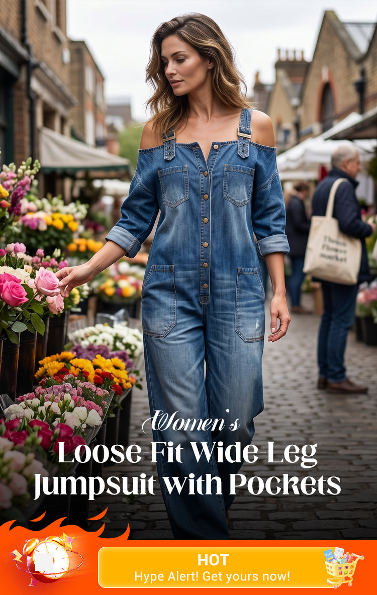 Loose Fit Wide-Leg Overall Jumpsuit with Pockets – Effortless Comfort & Style ✨