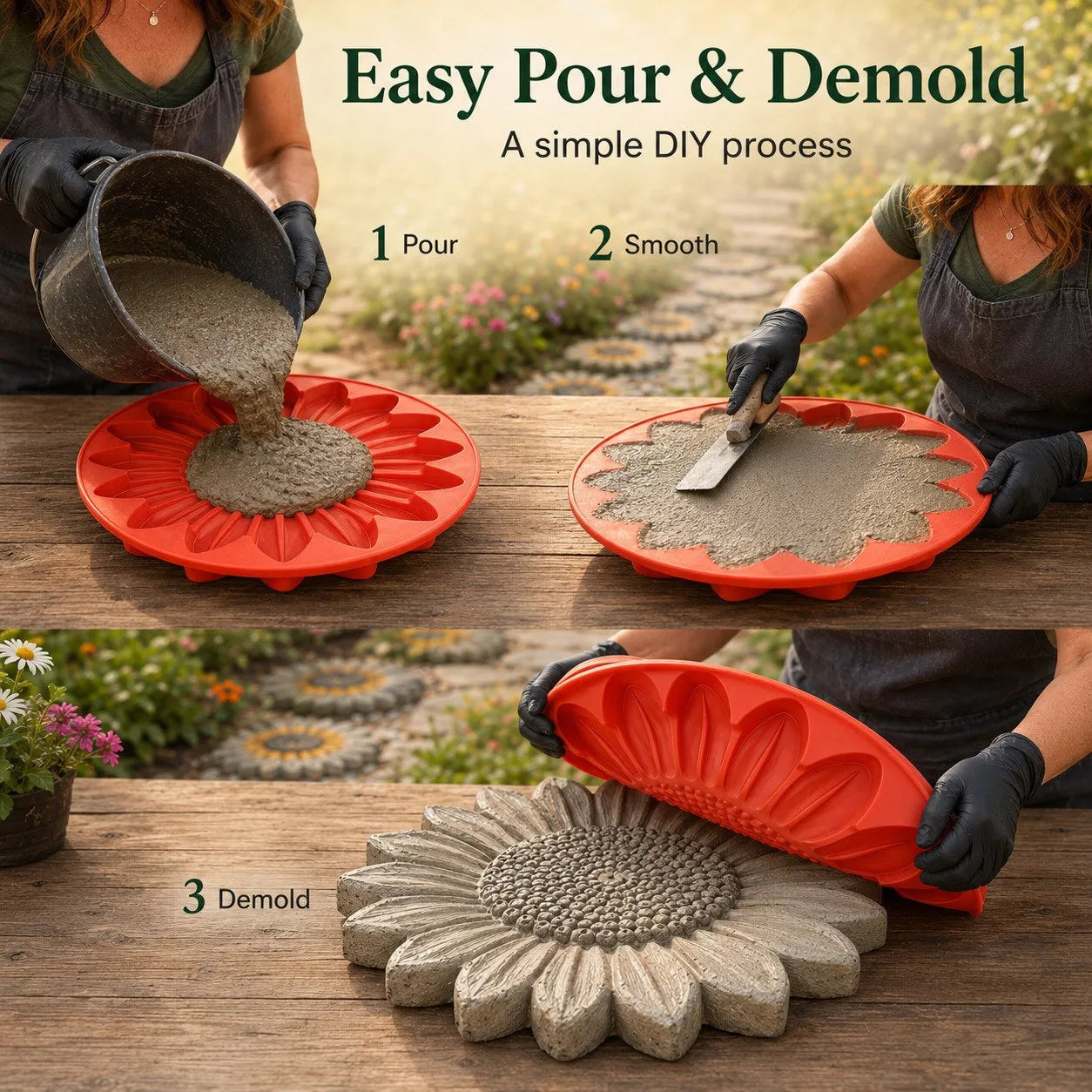 🔥 LAST DAY ONLY！49% OFF 🌻 Reusable Sunflower Stepping Stone Mold ✅ Buy 3 Enjoy Free Shipping
