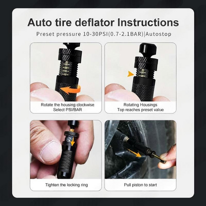 10-30 PSI Adjustable Tire Deflator Kit - Portable Tire Pressure Tool