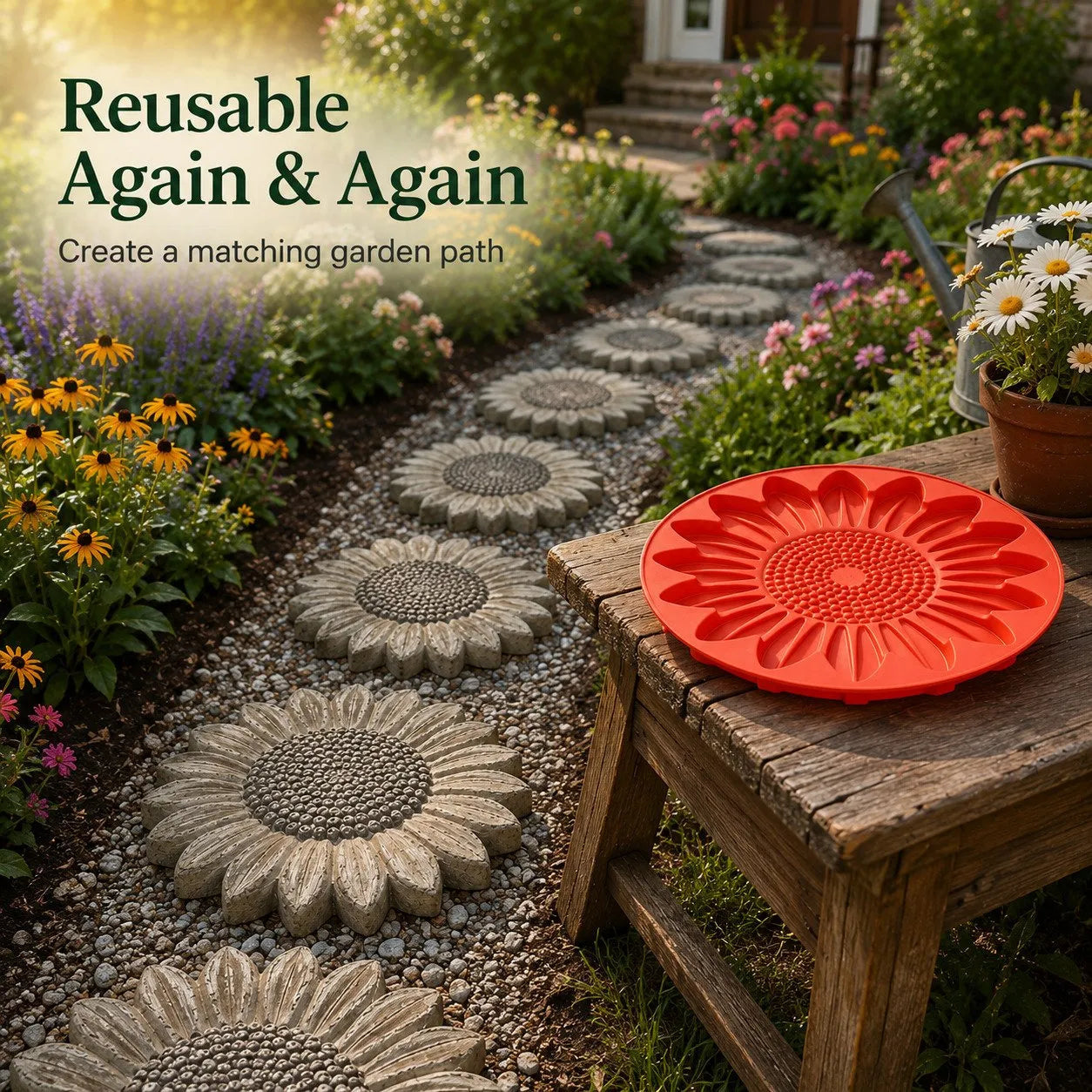 🔥 LAST DAY ONLY！49% OFF 🌻 Reusable Sunflower Stepping Stone Mold ✅ Buy 3 Enjoy Free Shipping