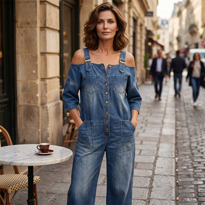 Loose Fit Wide-Leg Overall Jumpsuit with Pockets – Effortless Comfort & Style ✨