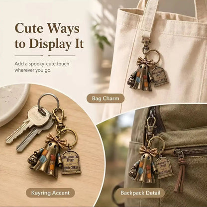 Halloween Ghost Keychain – Cute Spooky Ghost Charm for Keys, Bags & Backpacks