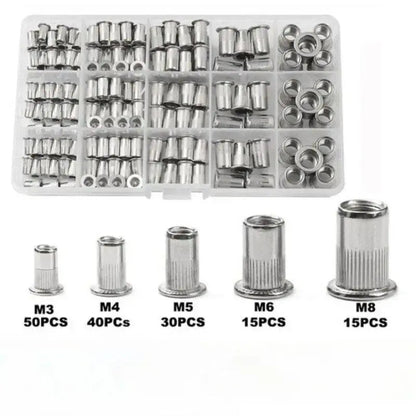Create Strong Threads Without Welding - 150PCS Stainless Steel Rivet Nut Kit (M3-M8)