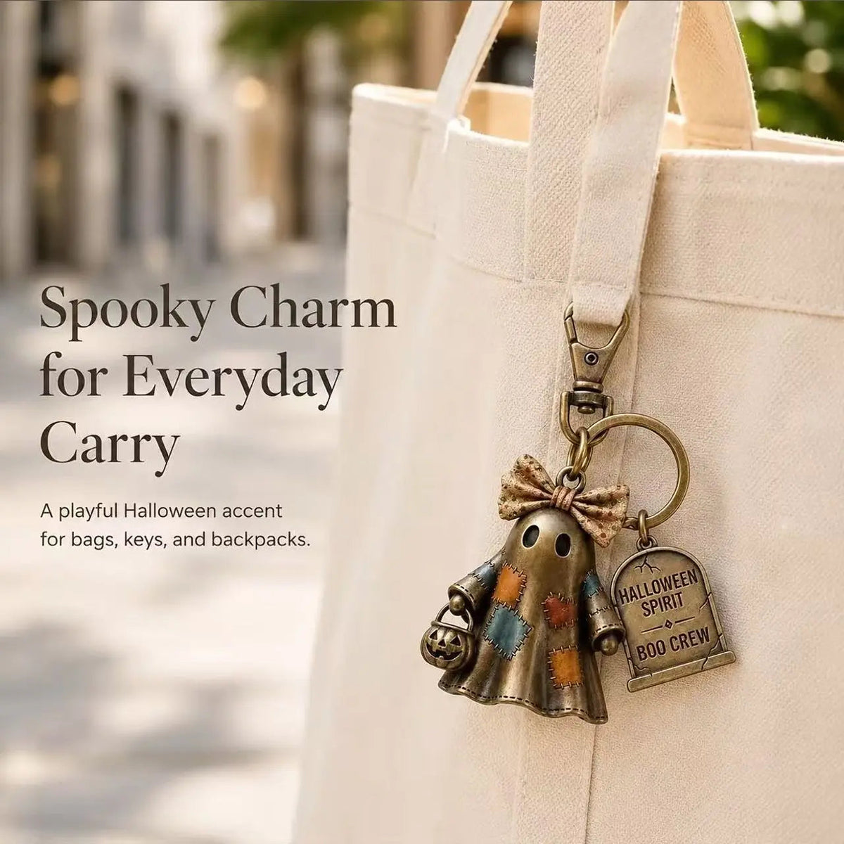 Halloween Ghost Keychain – Cute Spooky Ghost Charm for Keys, Bags & Backpacks