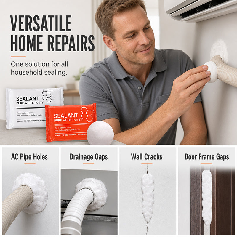 ⏰🧱 Waterproof Wall Hole Sealing Clay for Air Conditioner Pipes — 5-Pack Moldable Sealant Putty for Pipe Gaps & Wall Holes | Tool-Free Application