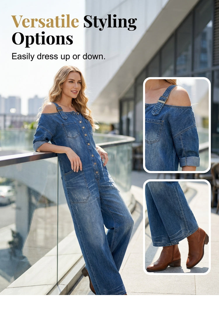 Loose Fit Wide-Leg Overall Jumpsuit with Pockets – Effortless Comfort & Style ✨