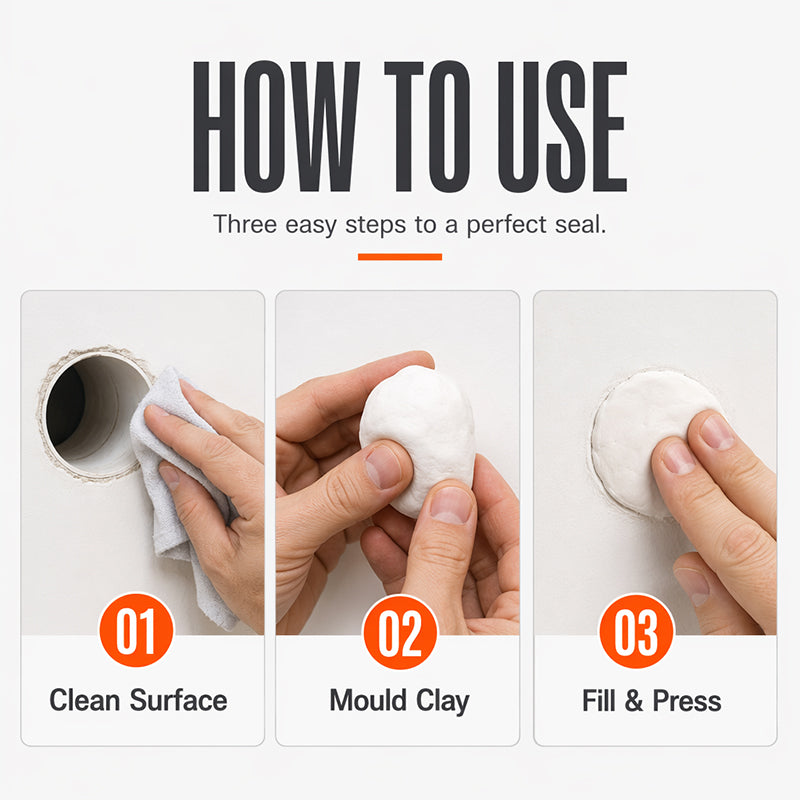 ⏰🧱 Waterproof Wall Hole Sealing Clay for Air Conditioner Pipes — 5-Pack Moldable Sealant Putty for Pipe Gaps & Wall Holes | Tool-Free Application