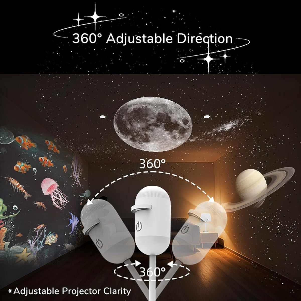 2-in-1 Galaxy Projector Night Light, Star Sky Nebula Lamp for Bedroom Kids Adults