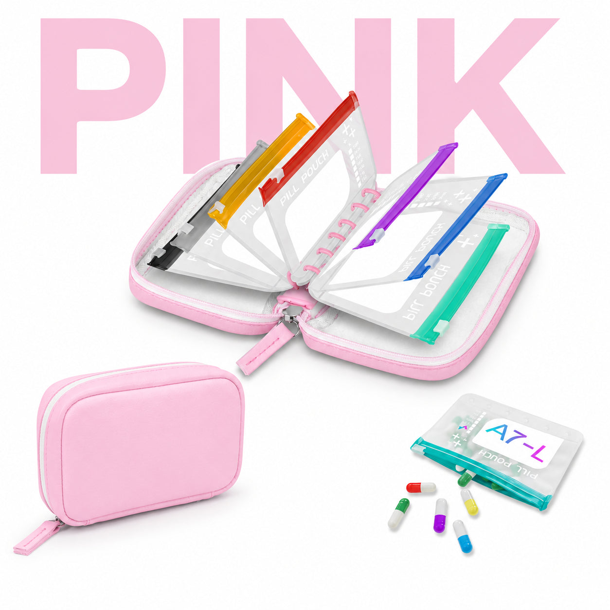 Summerfresh 50% OFF!💊14-Pouch Travel Medicine & Supplement Organiser – Removable Colour-Coded Zip Pouches with Binder Case