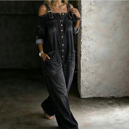Loose Fit Wide-Leg Overall Jumpsuit with Pockets – Effortless Comfort & Style ✨