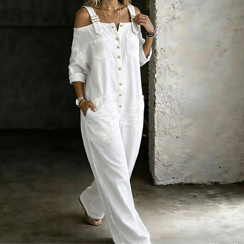 Loose Fit Wide-Leg Overall Jumpsuit with Pockets – Effortless Comfort & Style ✨