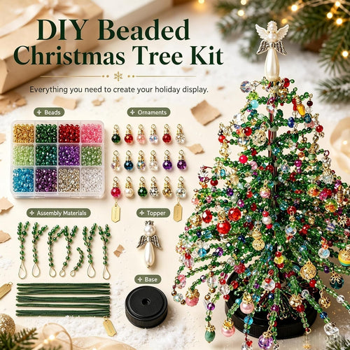 DIY Beaded Crystal Christmas Tree Making Kit | Handmade Mini Xmas Table Decor Set