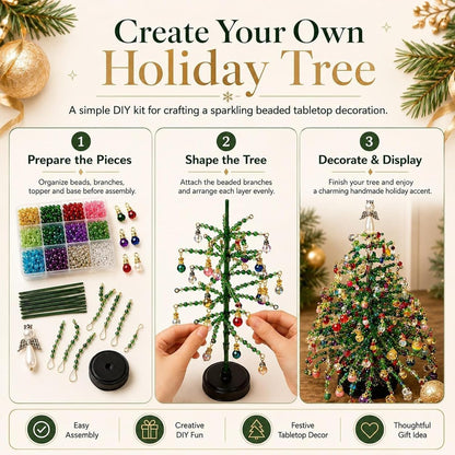 DIY Beaded Crystal Christmas Tree Making Kit | Handmade Mini Xmas Table Decor Set
