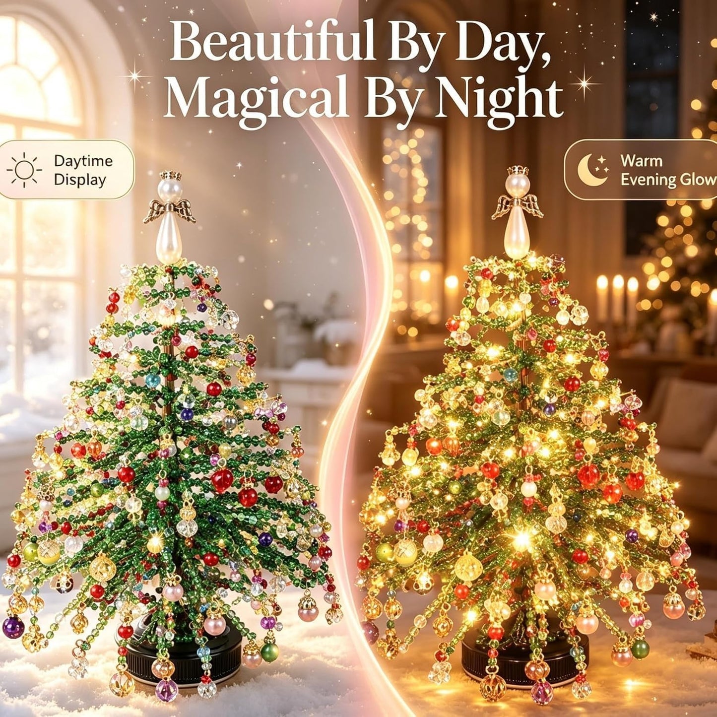 DIY Beaded Crystal Christmas Tree Making Kit | Handmade Mini Xmas Table Decor Set