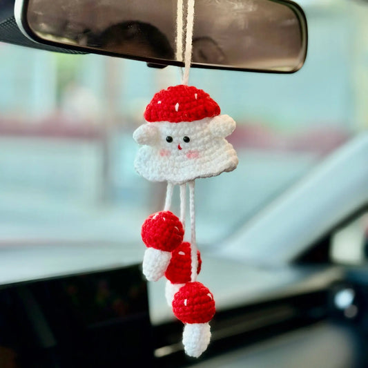 Crochet Boo Ghost Halloween Car Hanger Ornament, Handmade Keychain Bag Charm, Fall Gift for Him & Her