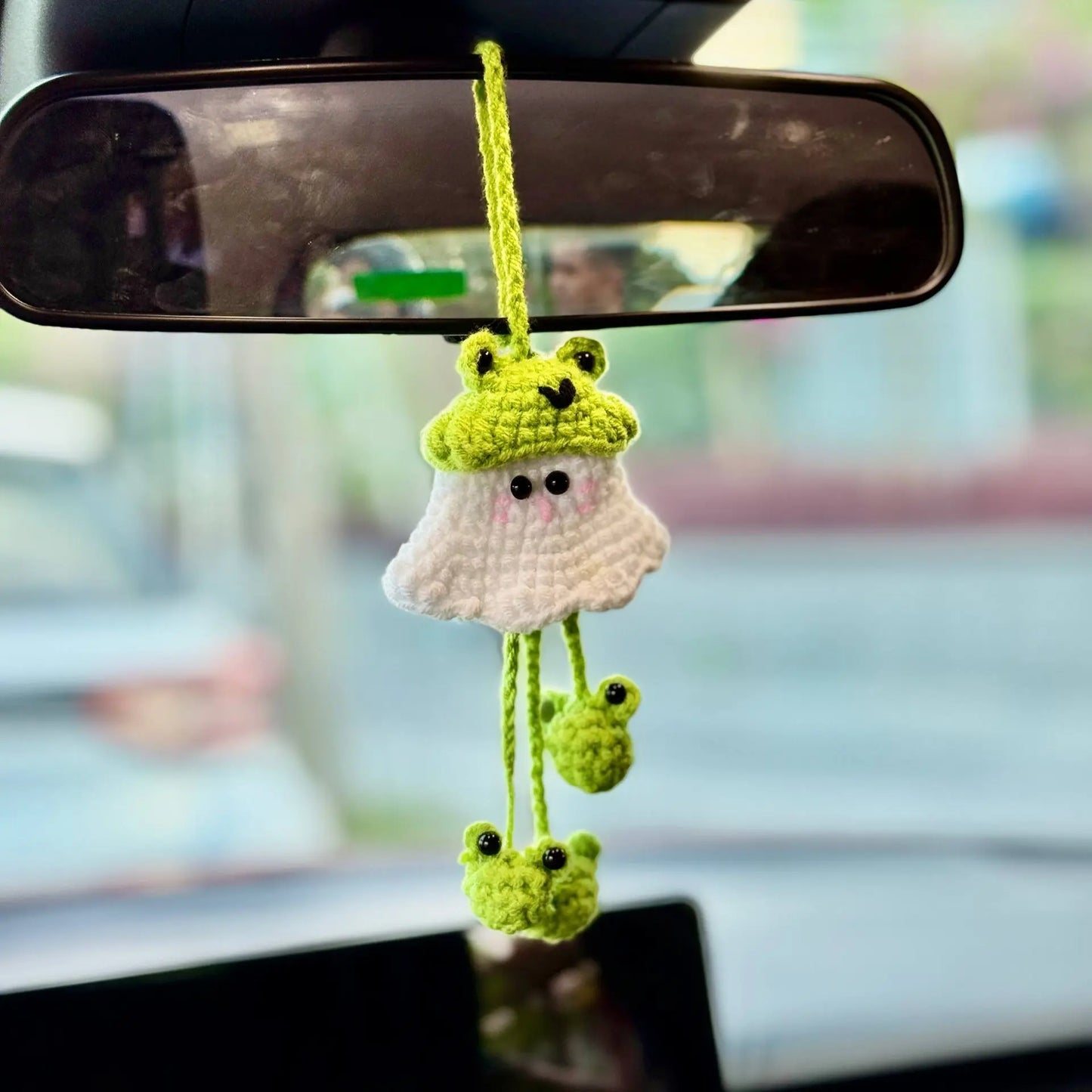 Crochet Boo Ghost Halloween Car Hanger Ornament, Handmade Keychain Bag Charm, Fall Gift for Him & Her