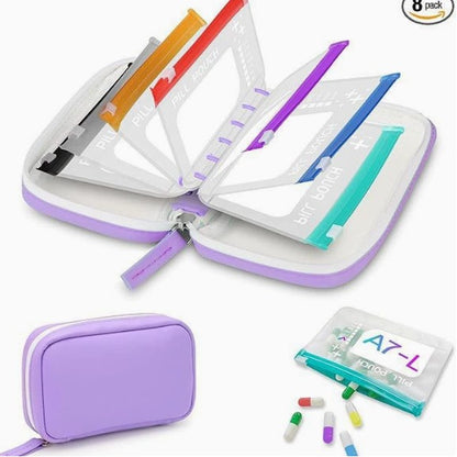 Summerfresh 50% OFF!💊14-Pouch Travel Medicine & Supplement Organiser – Removable Colour-Coded Zip Pouches with Binder Case