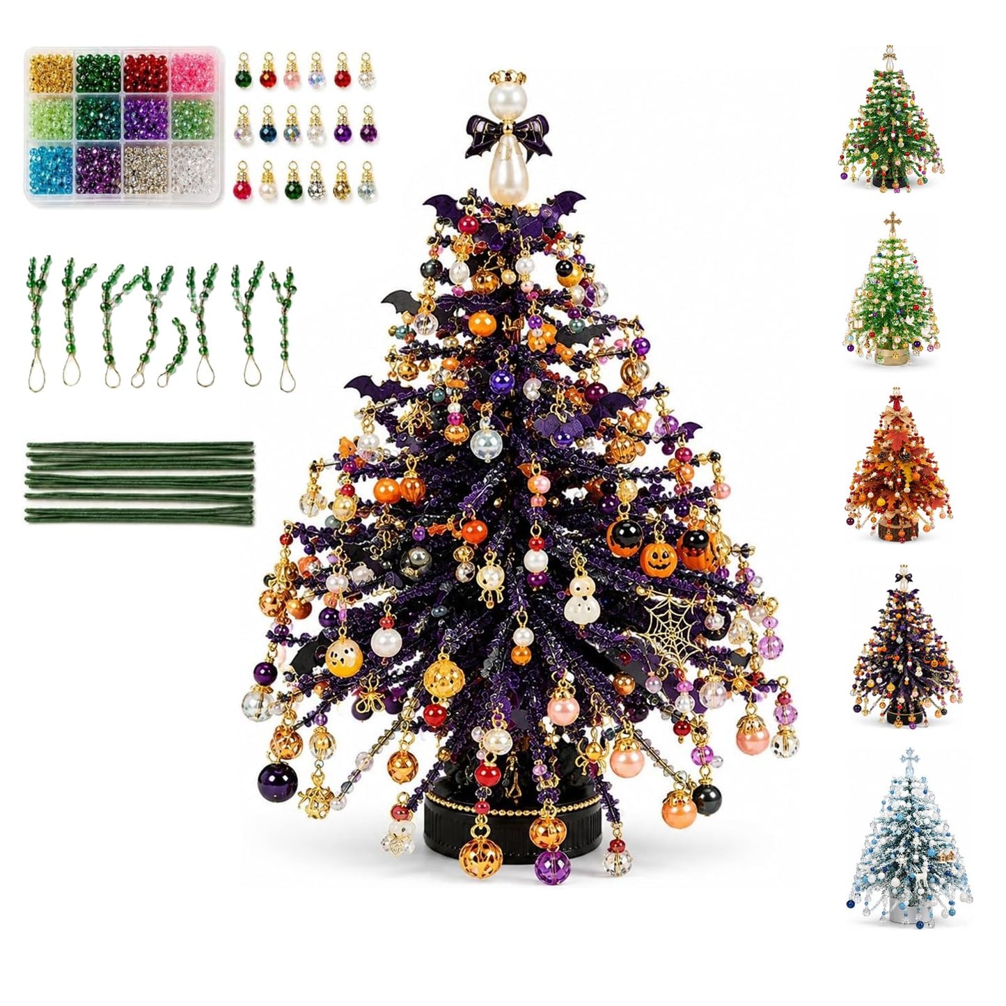 DIY Beaded Crystal Christmas Tree Making Kit | Handmade Mini Xmas Table Decor Set