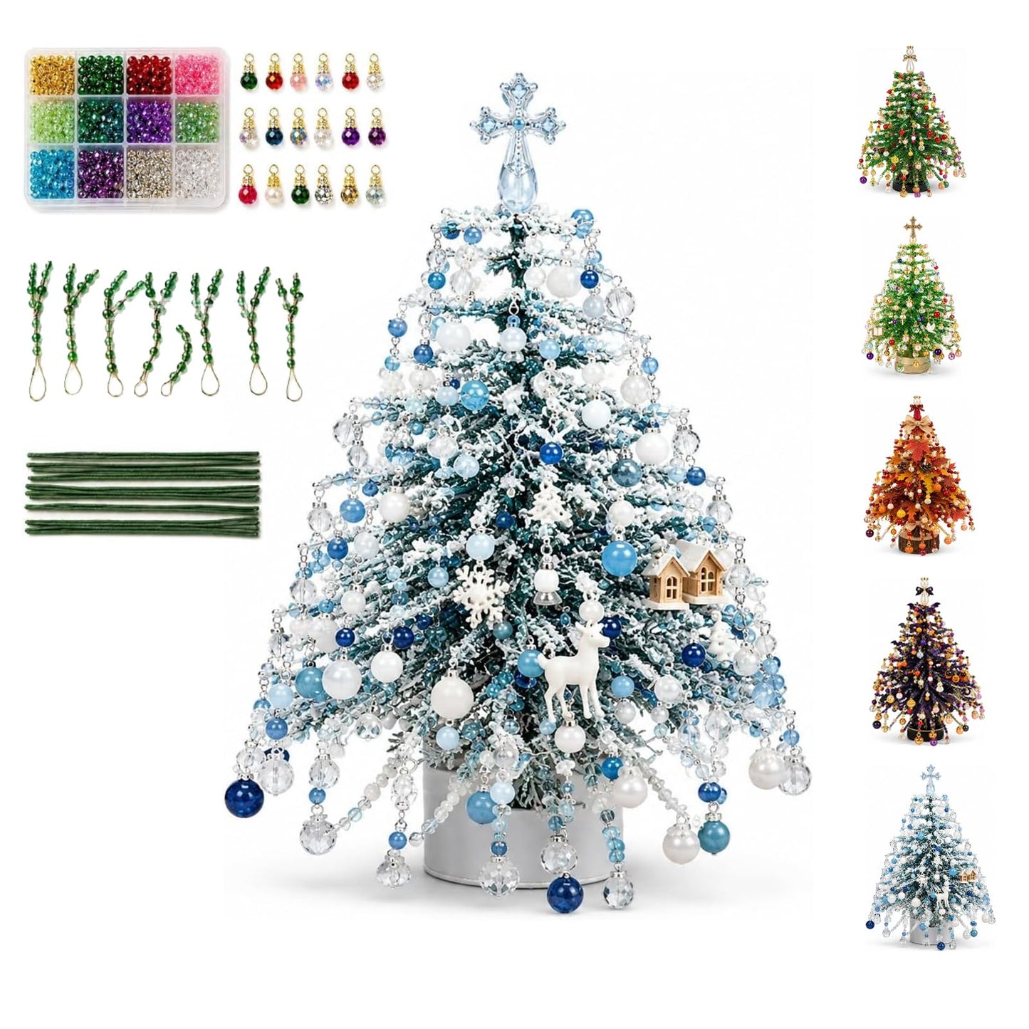 DIY Beaded Crystal Christmas Tree Making Kit | Handmade Mini Xmas Table Decor Set