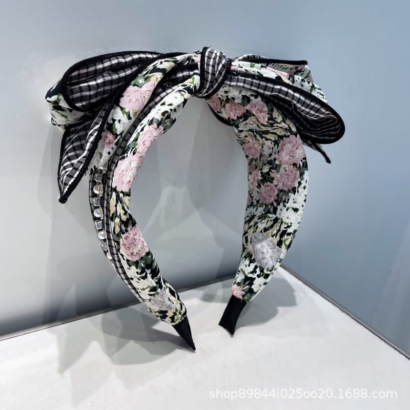 Big Bow Wide Floral jewels Headband